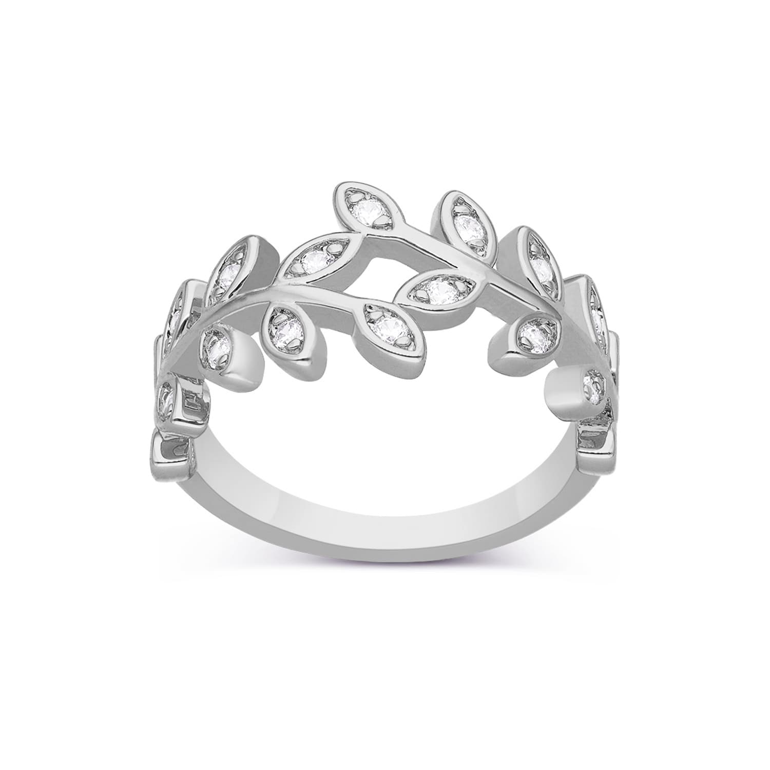 Bague argentée floral sertie