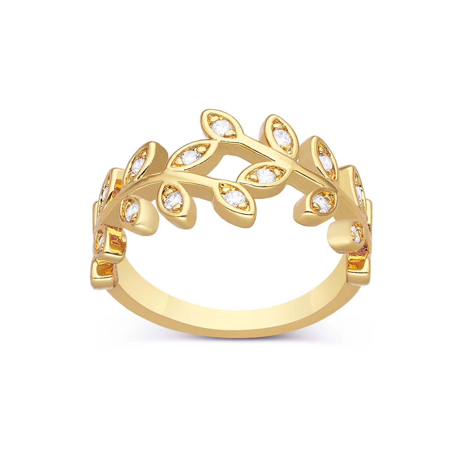 Bague dorée floral sertie