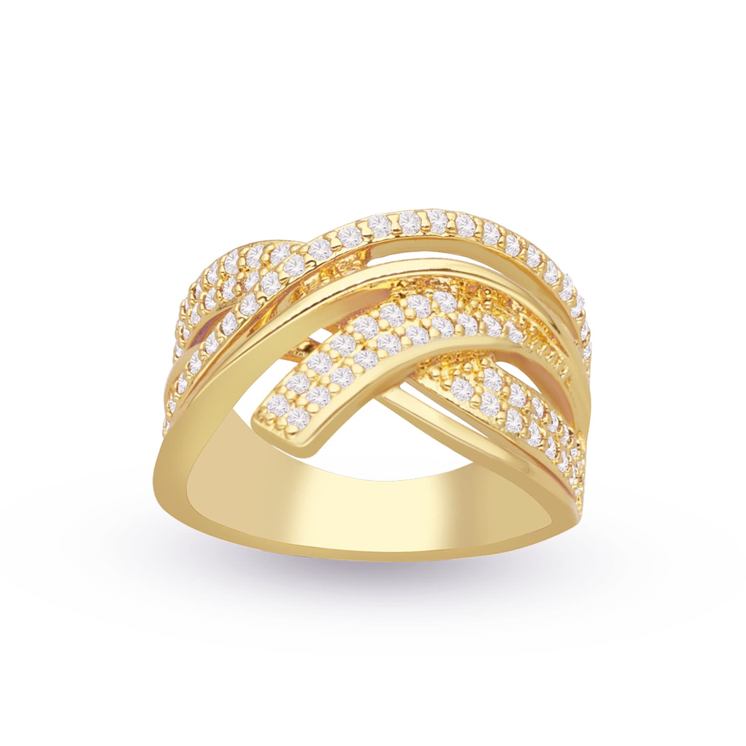 Bague dorée tresse sertie