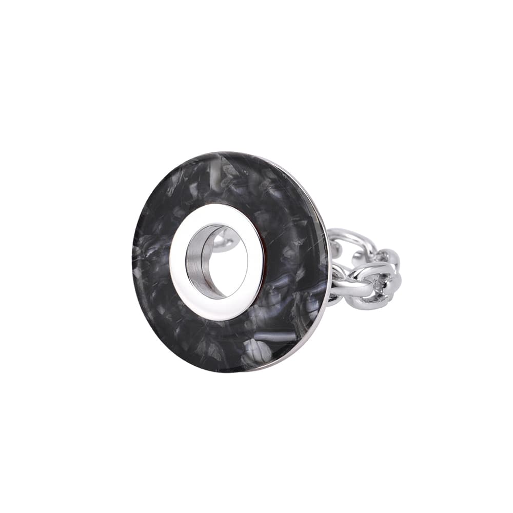 Bague en argent cercle acétate noire