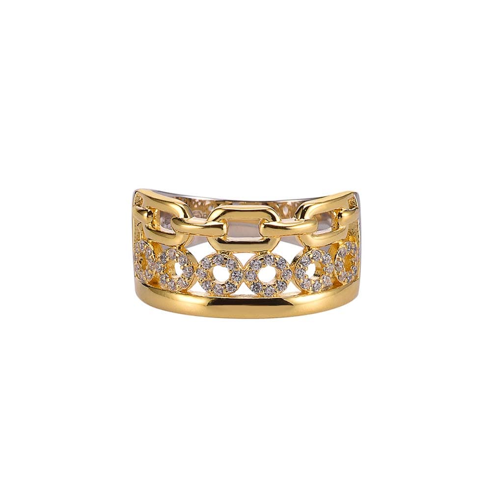 Bague en argent doré cercle serti de zirconium blanc