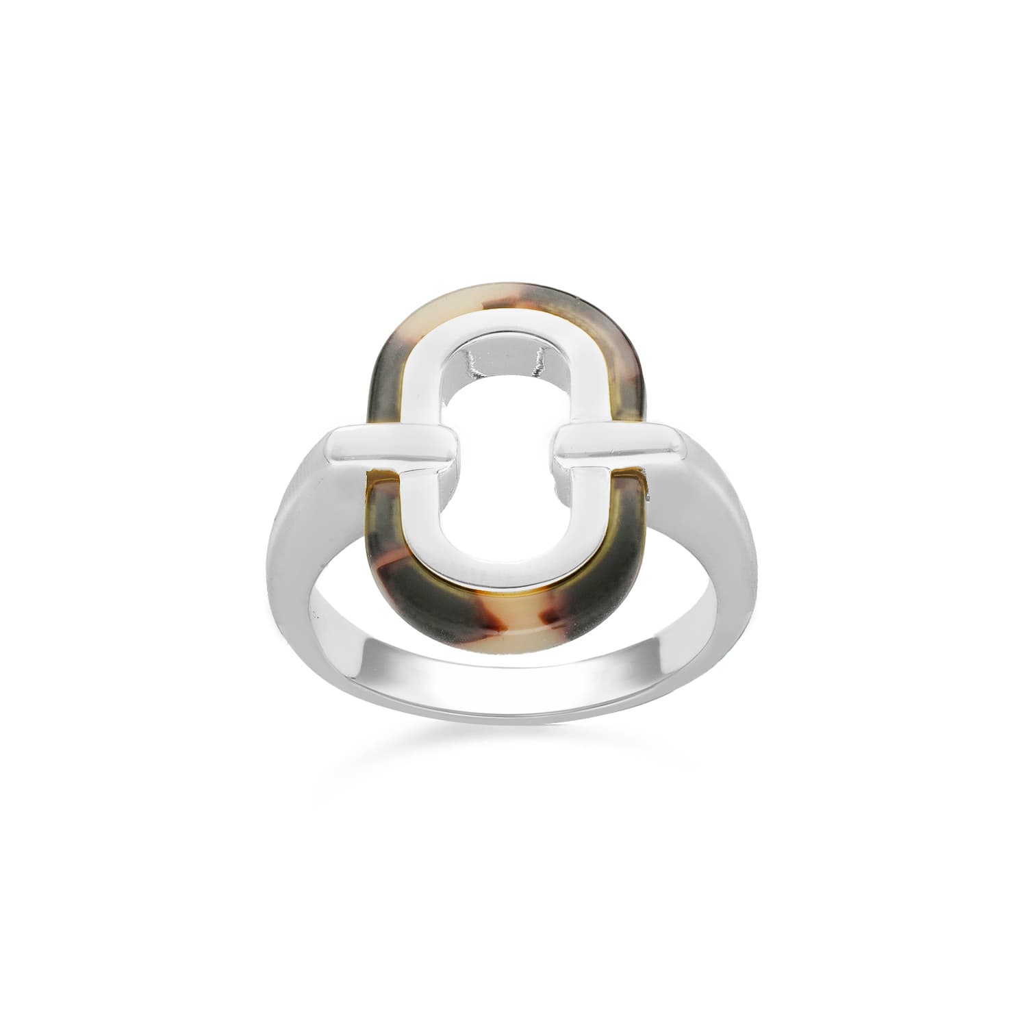 Bague en argent rectangle acétate grise muriel