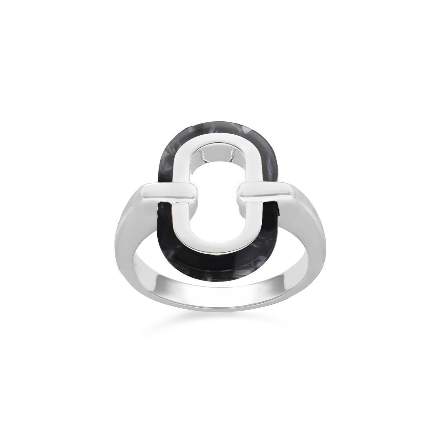 Bague en argent rectangle acétate noire muriel