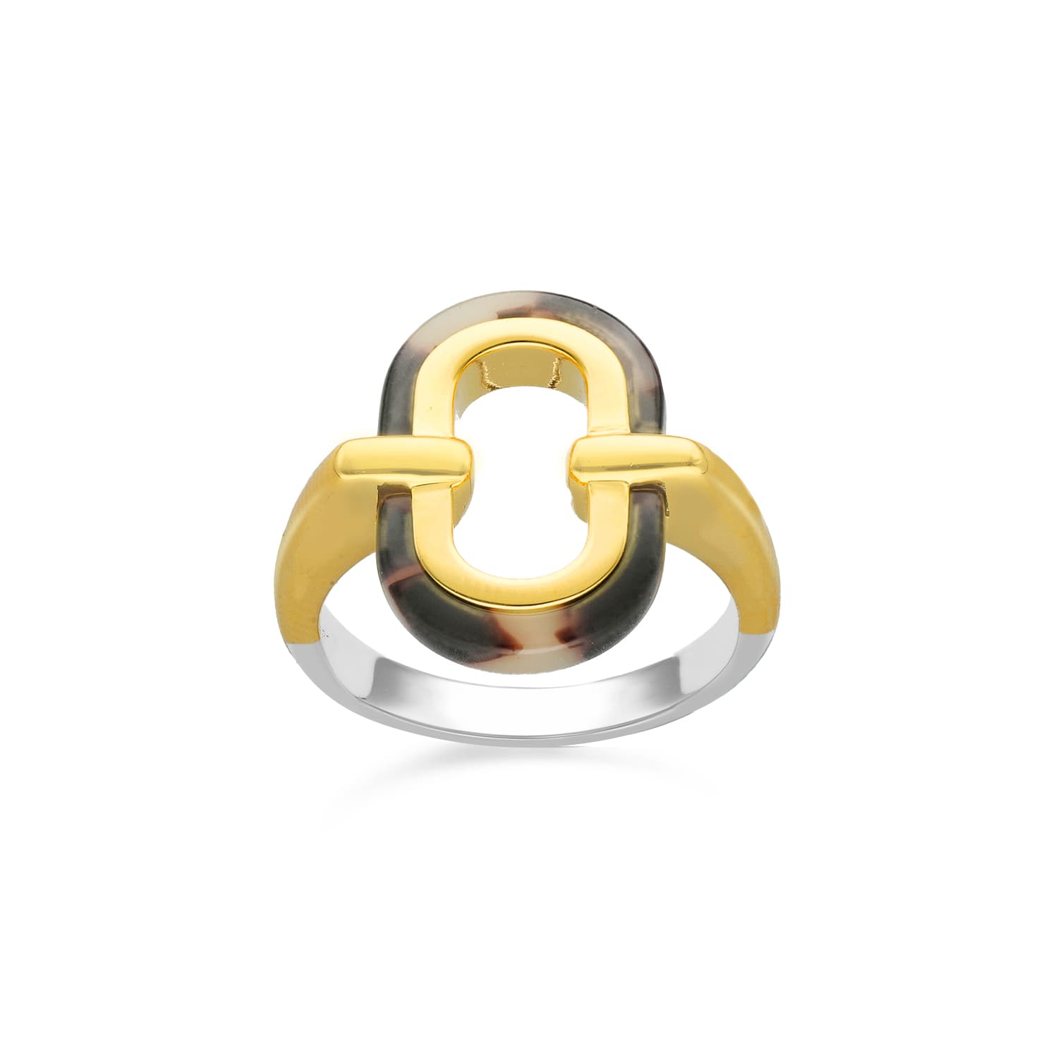 Bague en argent rectangle doré acétate grise muriel