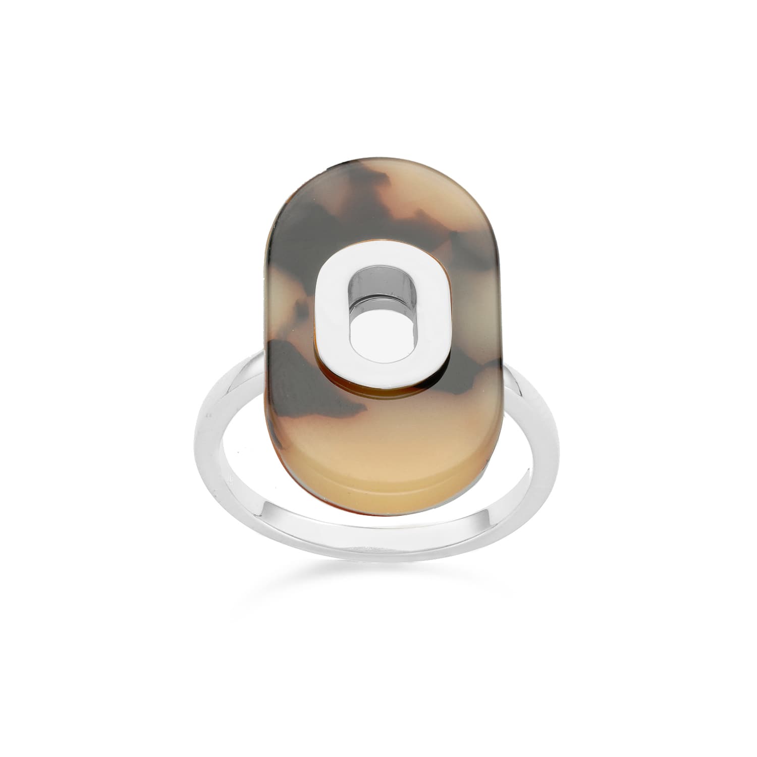 Bague en argent ovale acétate grise