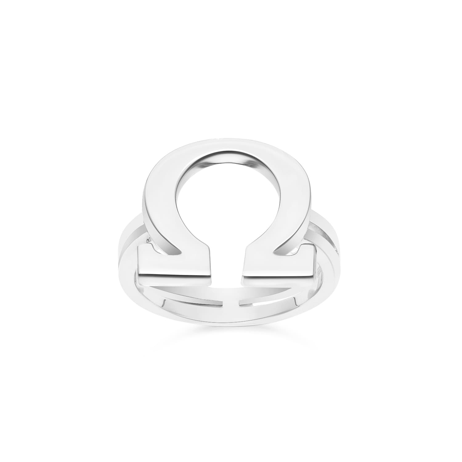Bague en argent rhodié omega