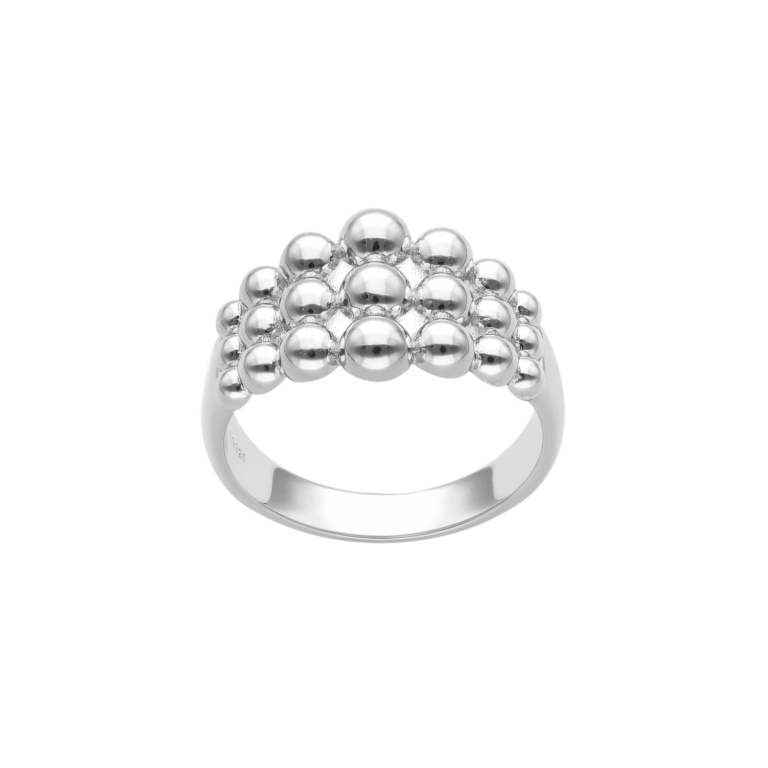 Bague en argent rhodié petites boules