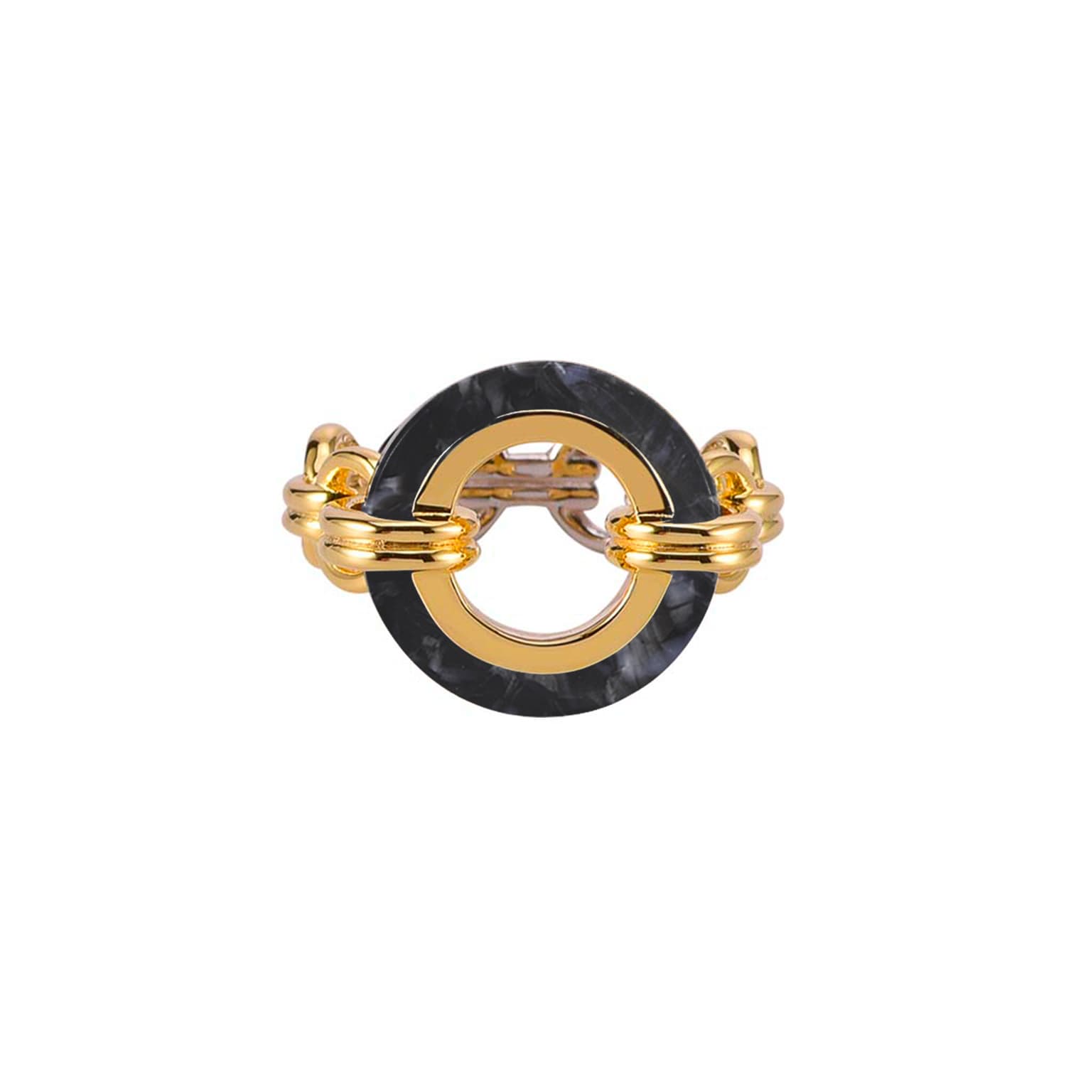 Bague en argent ronde doré acétate noire