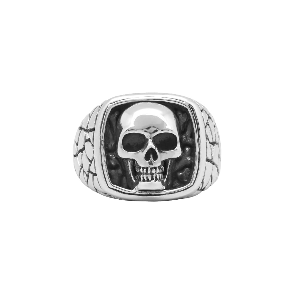 Bague argent homme style écaille tête de mort