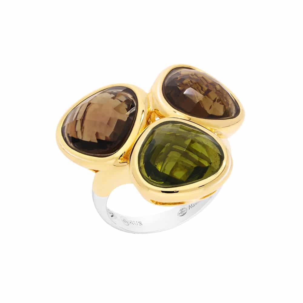 Bague argent evasion doré brun kaki
