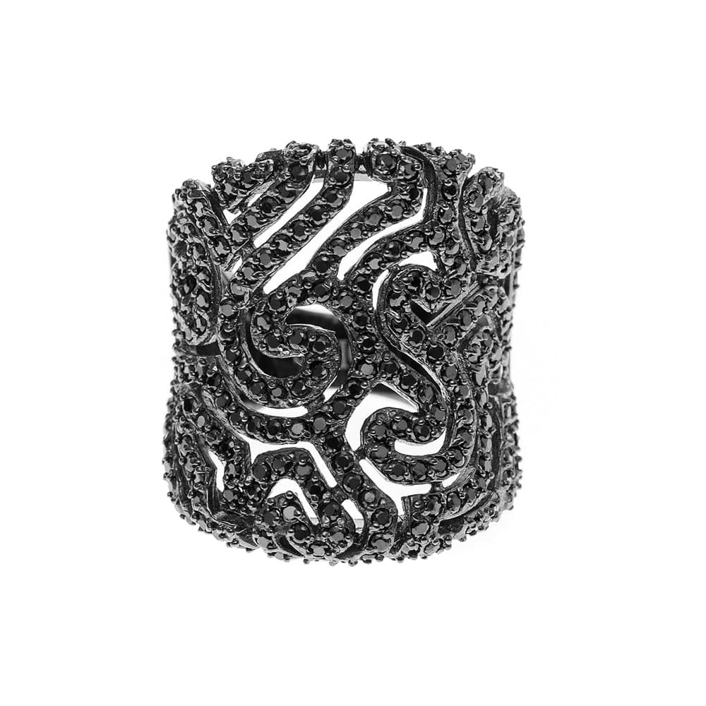 Bague argent noire fantasque