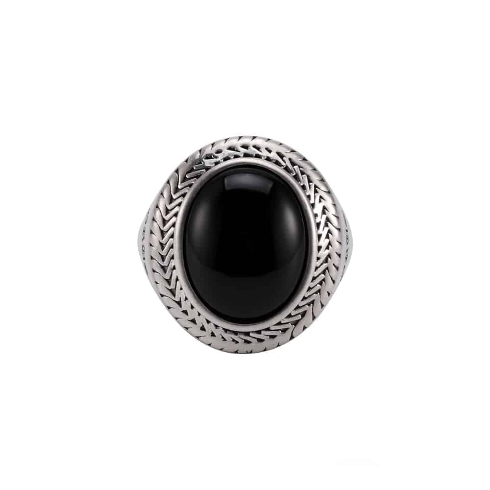 Bague homme argent onyx bouddha
