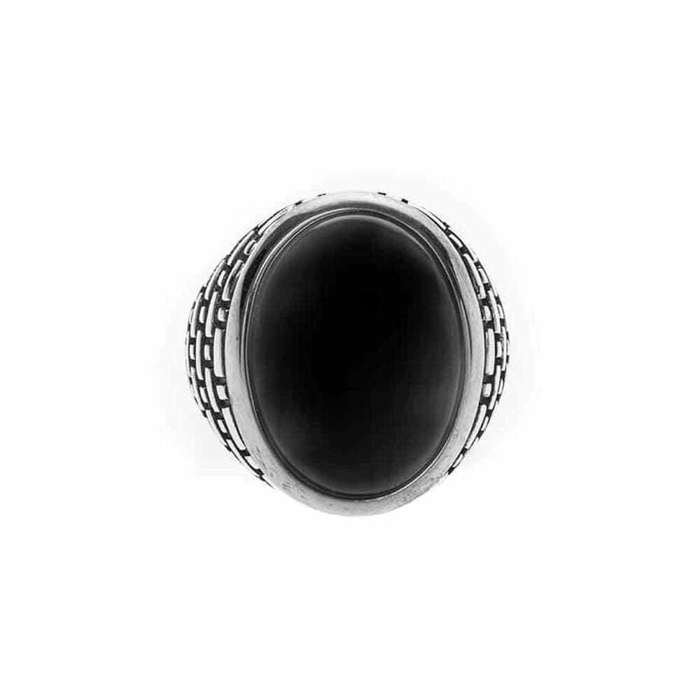 Bague homme argent onyx œil noir