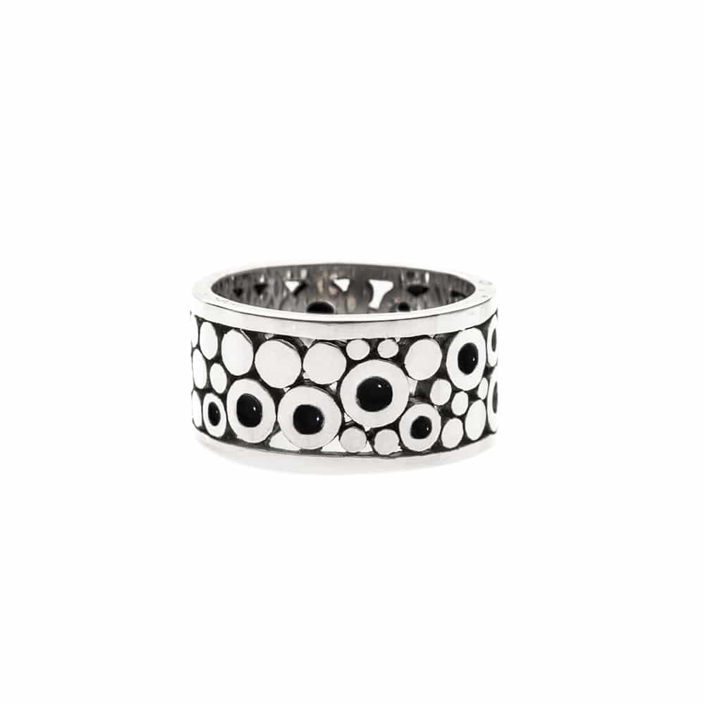 Bague homme cercles argent et pierre onyx