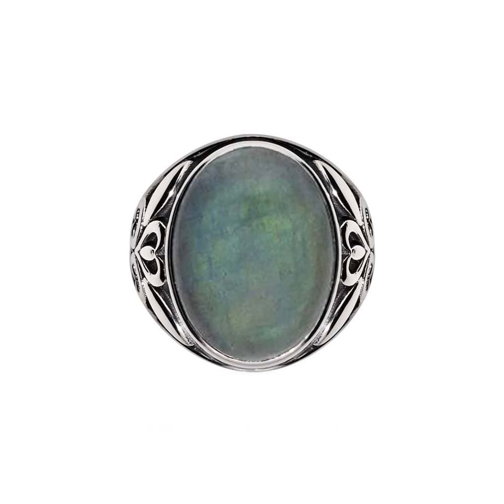 Bague homme symbol argent labradorite