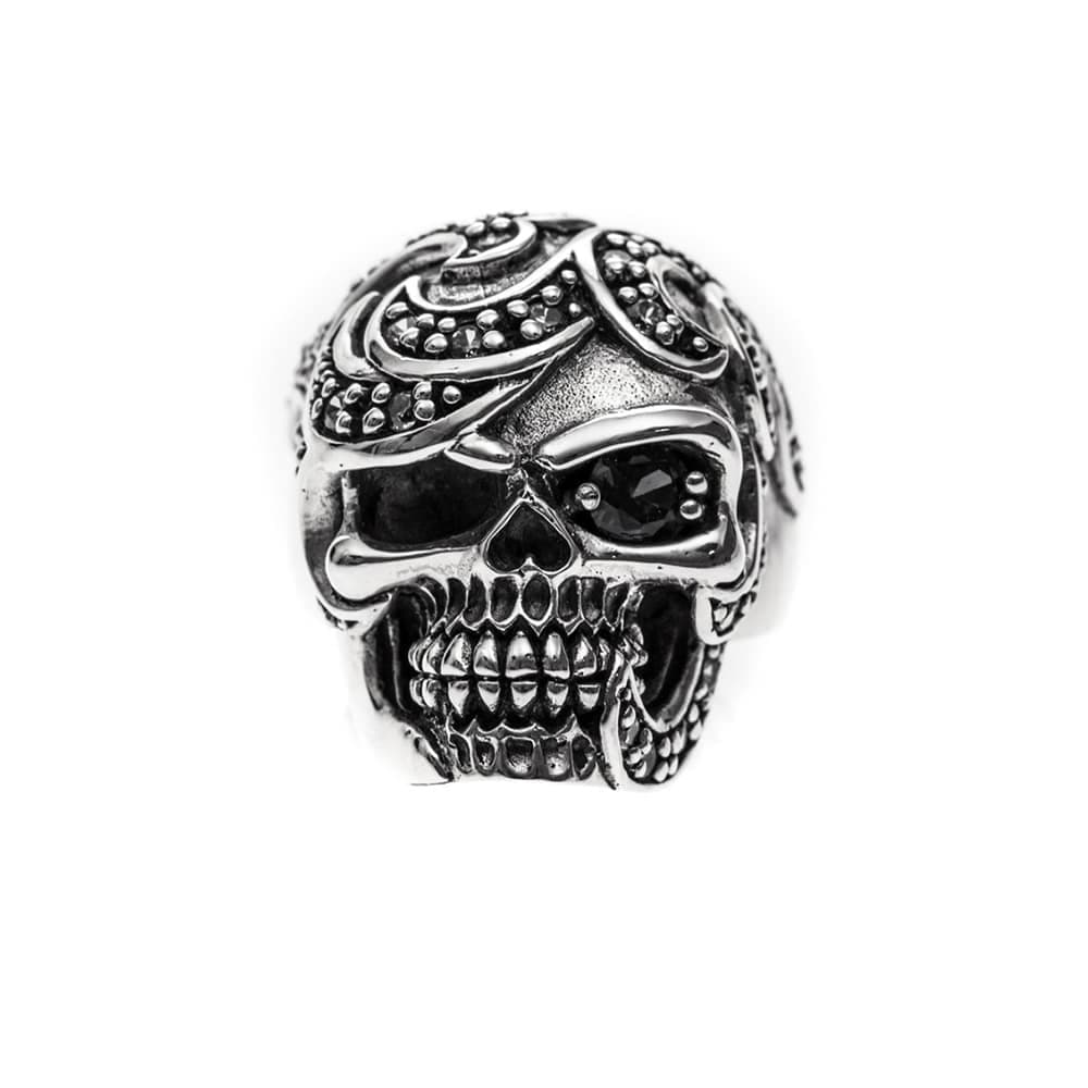Bague homme tête de Mort Mahori argent