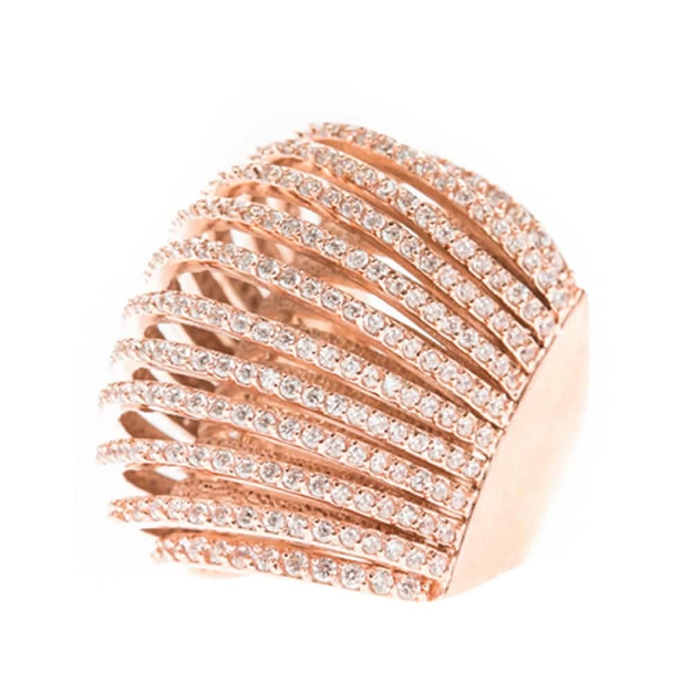 Bague incurvée multi-anneaux rose