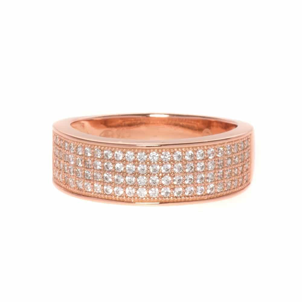 Bague jonc scintillant rose