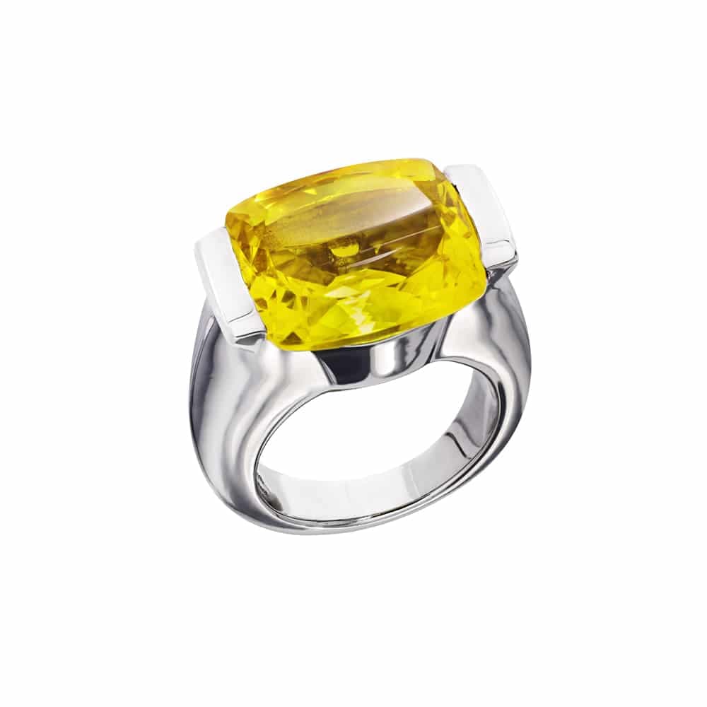 Bague Maia argent  pierre quartz jaune