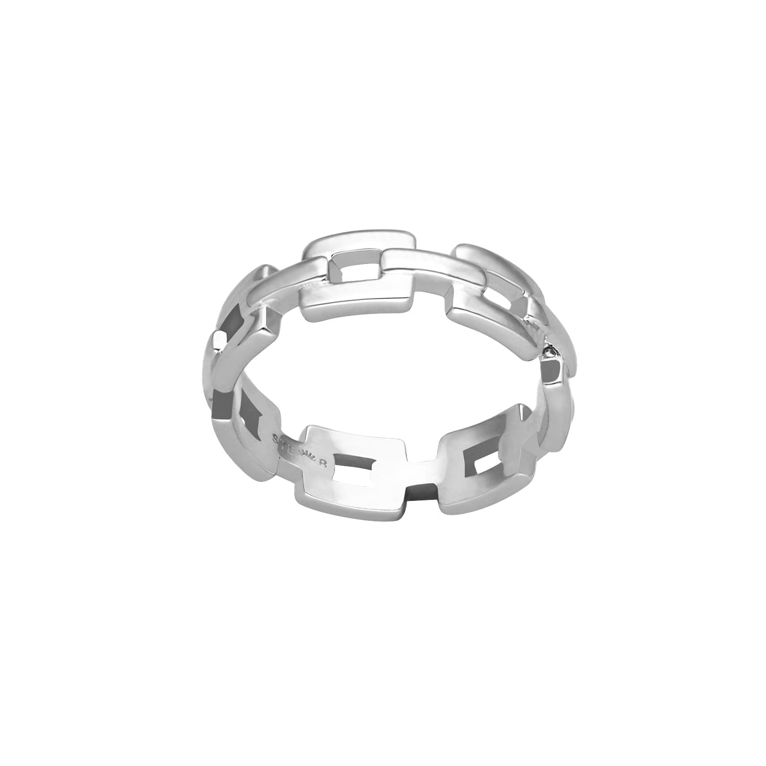 Bague maillons argentée