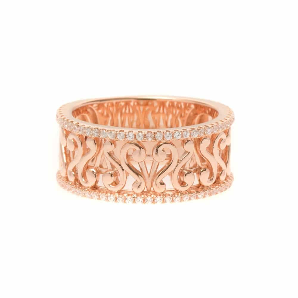 Bague argent rose motif orus