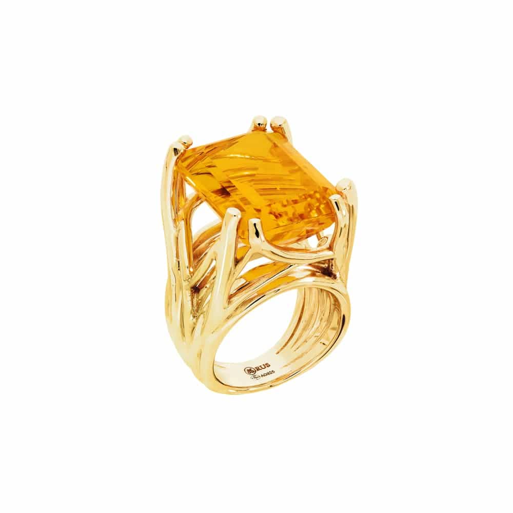Bague muse argent doré pierre citrine