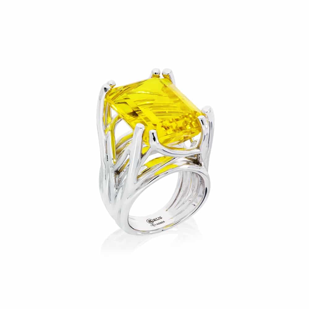 Bague muse argent quartz jaune