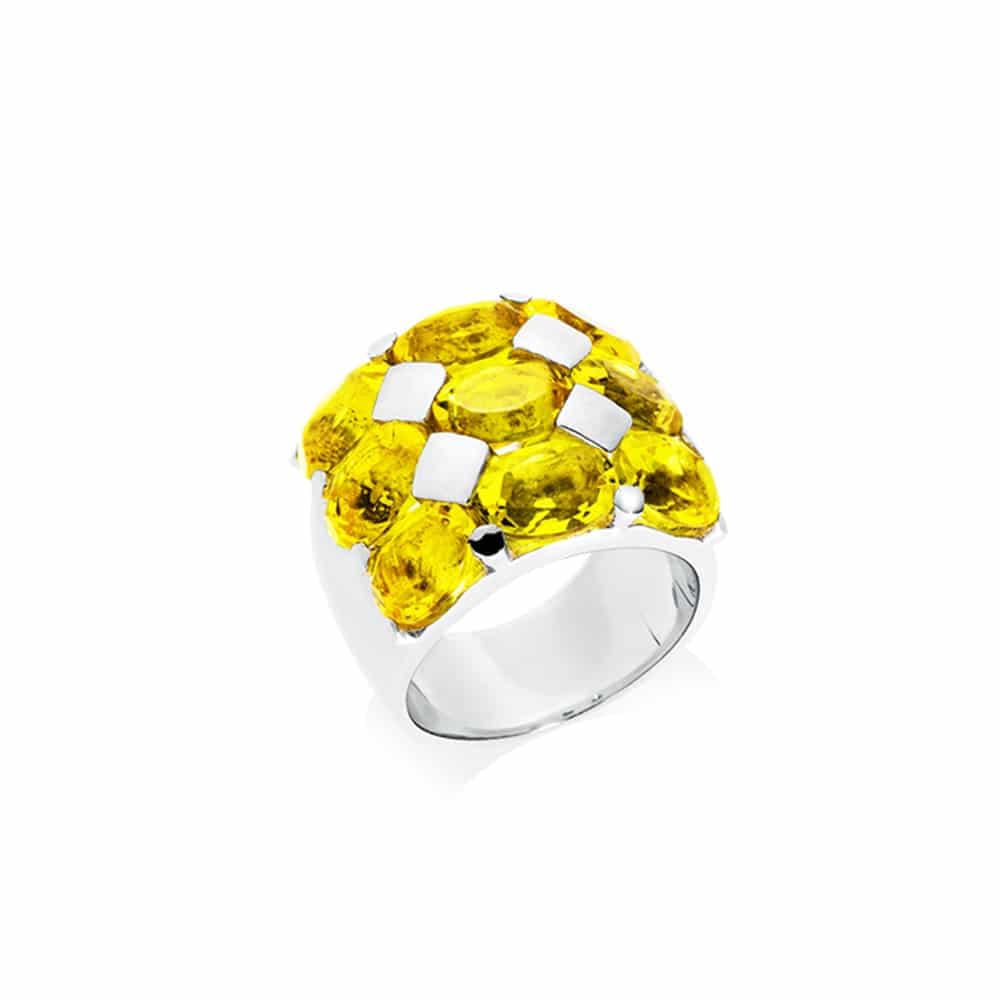 Bague Héra argent pierre quartz jaune