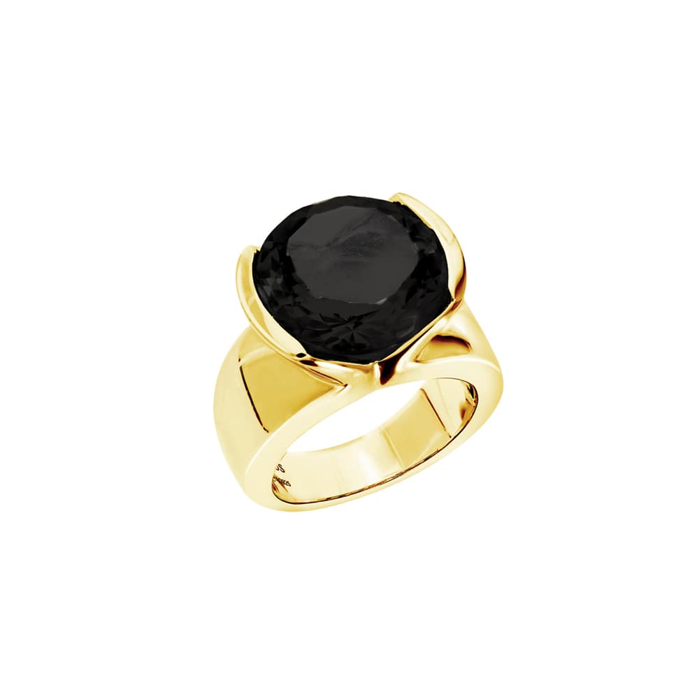 Bague sélène argent doré pierre noire