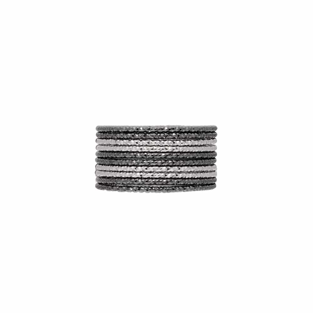 Bague semainier argent noir bicolore anneau tressé type