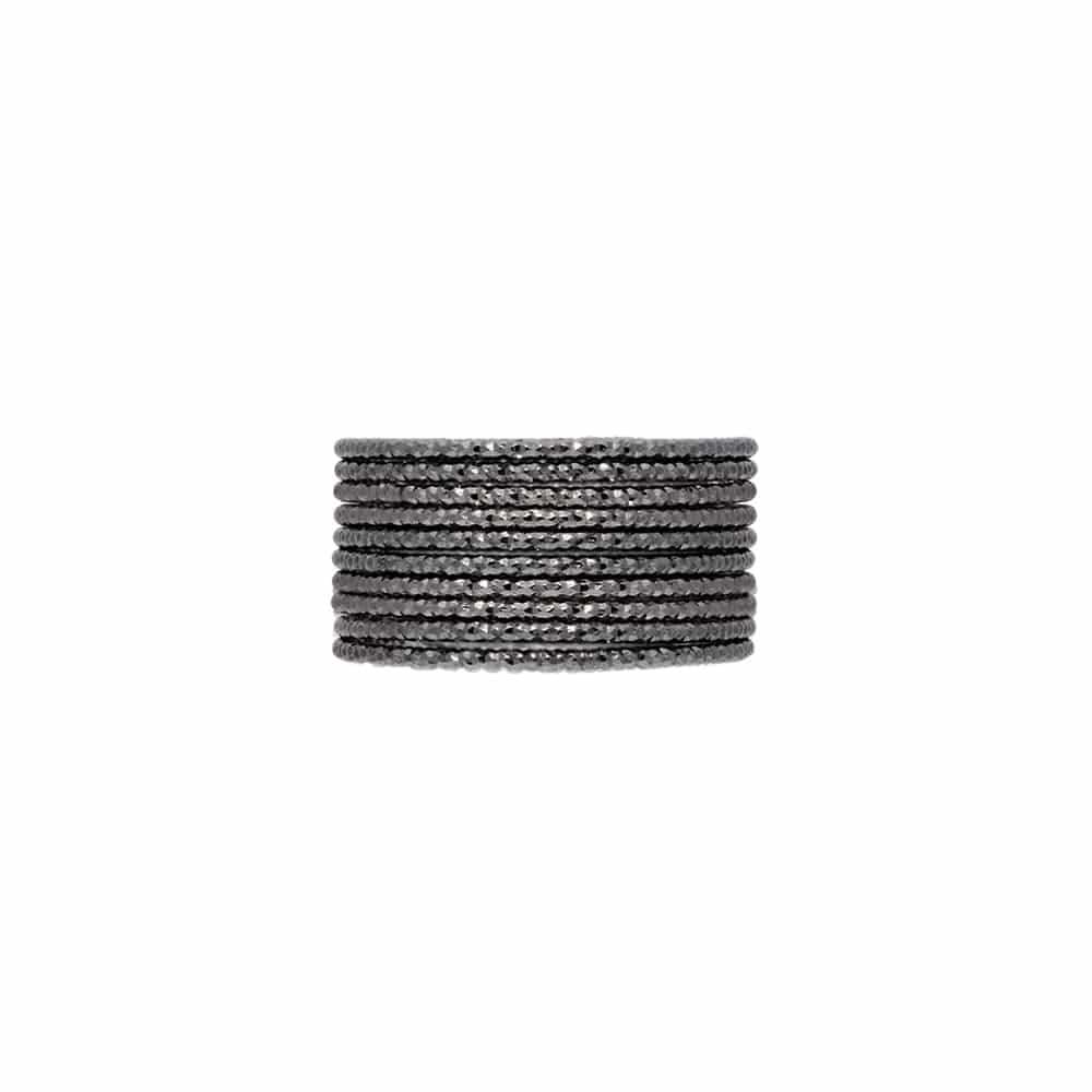 Bague semainier argent noir anneau tressé type