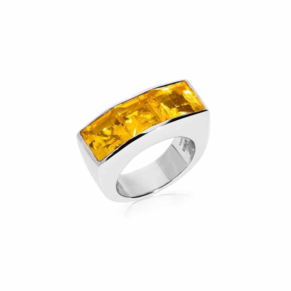 Bague Seth argent pierre carré citrine