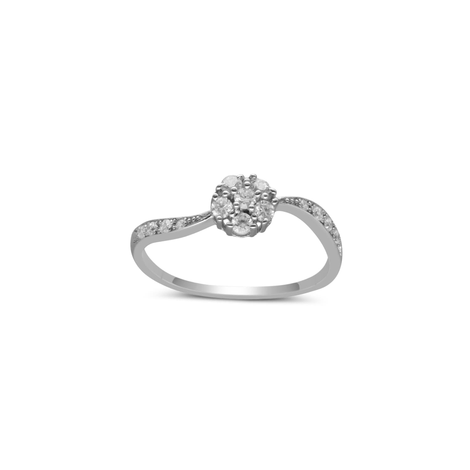 Bague argent solitaire asymétrique serti pavé oxyde de zirconium