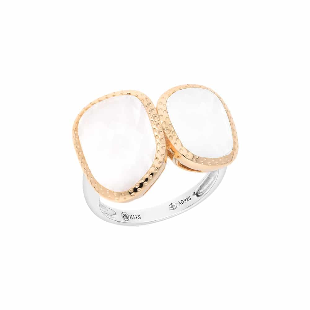 Bague tandem argent doré blanc