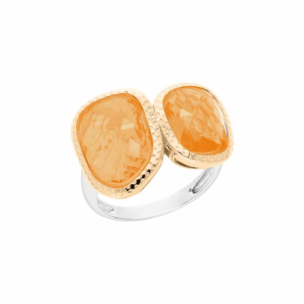 Bague tandem argent doré pêche