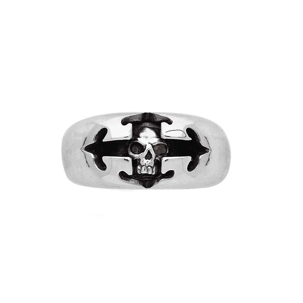 Bague homme tête de croix argent
