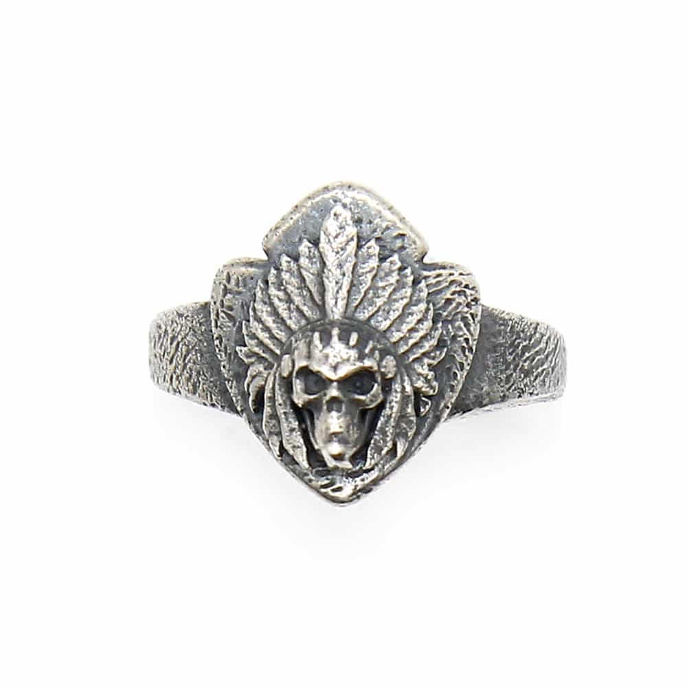 Bague homme tête de mort indien argent