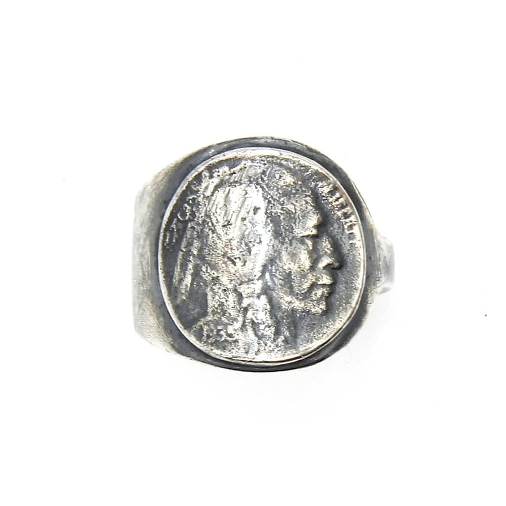 Bague homme tête indien pièce argent