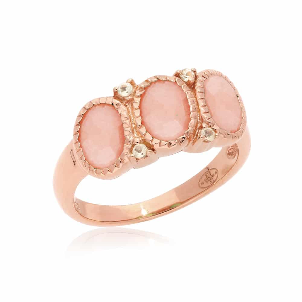 Bague trilogie argent rose pierre de lune rose
