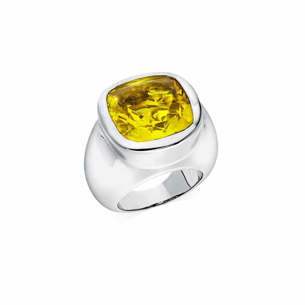 Bague Venus argent  pierre quartz jaune