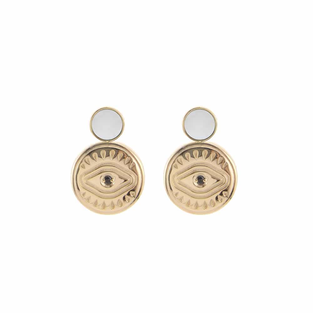 Boucles d'oreilles argent doré sarah nacre blanche