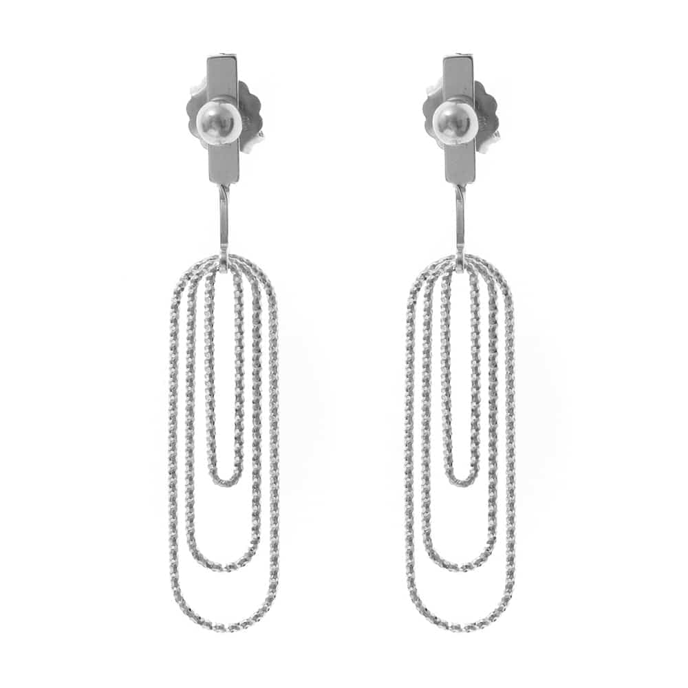 Boucles d'oreilles en argent 3D rhodié