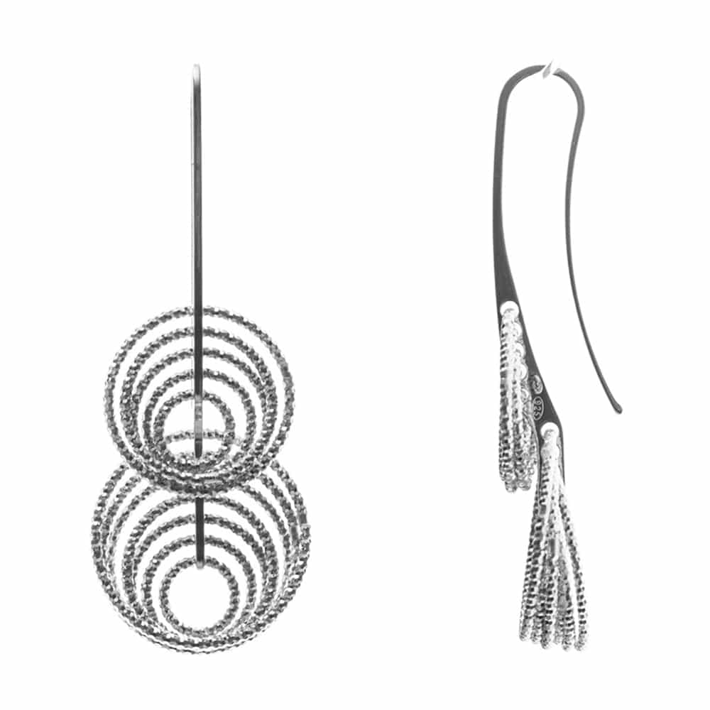 Boucles d'oreilles argent spirale vertige rhodié diamanté