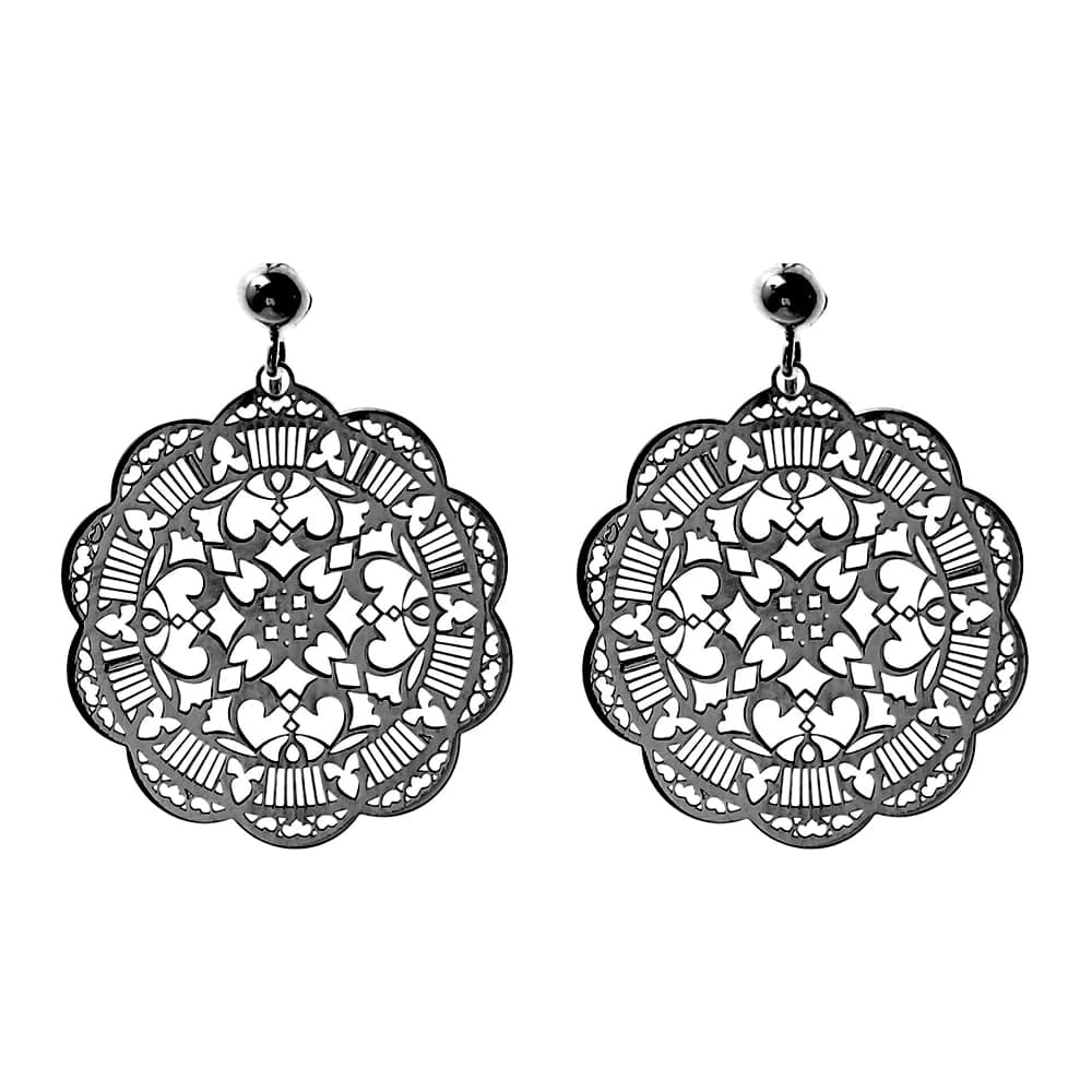 Boucles d'oreilles acanthe noir