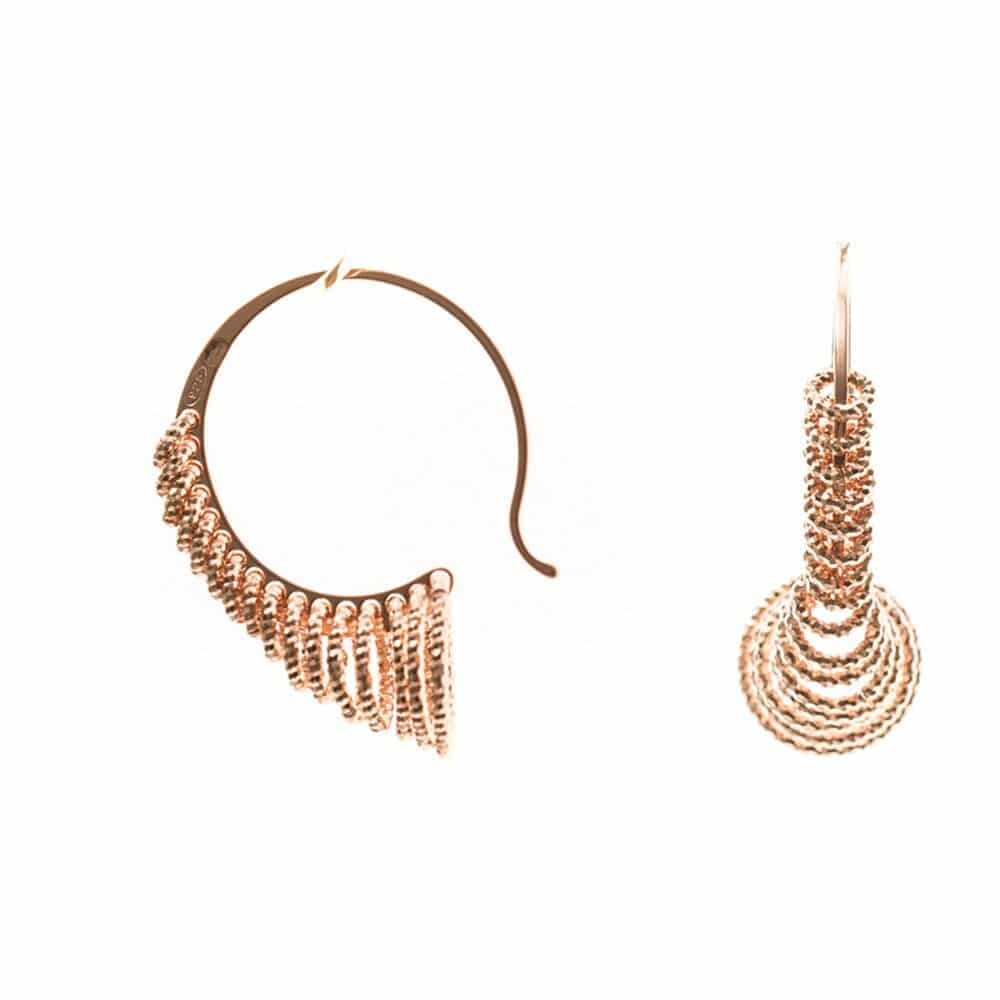 Boucles d'oreilles argent anneaux tourbillon rose