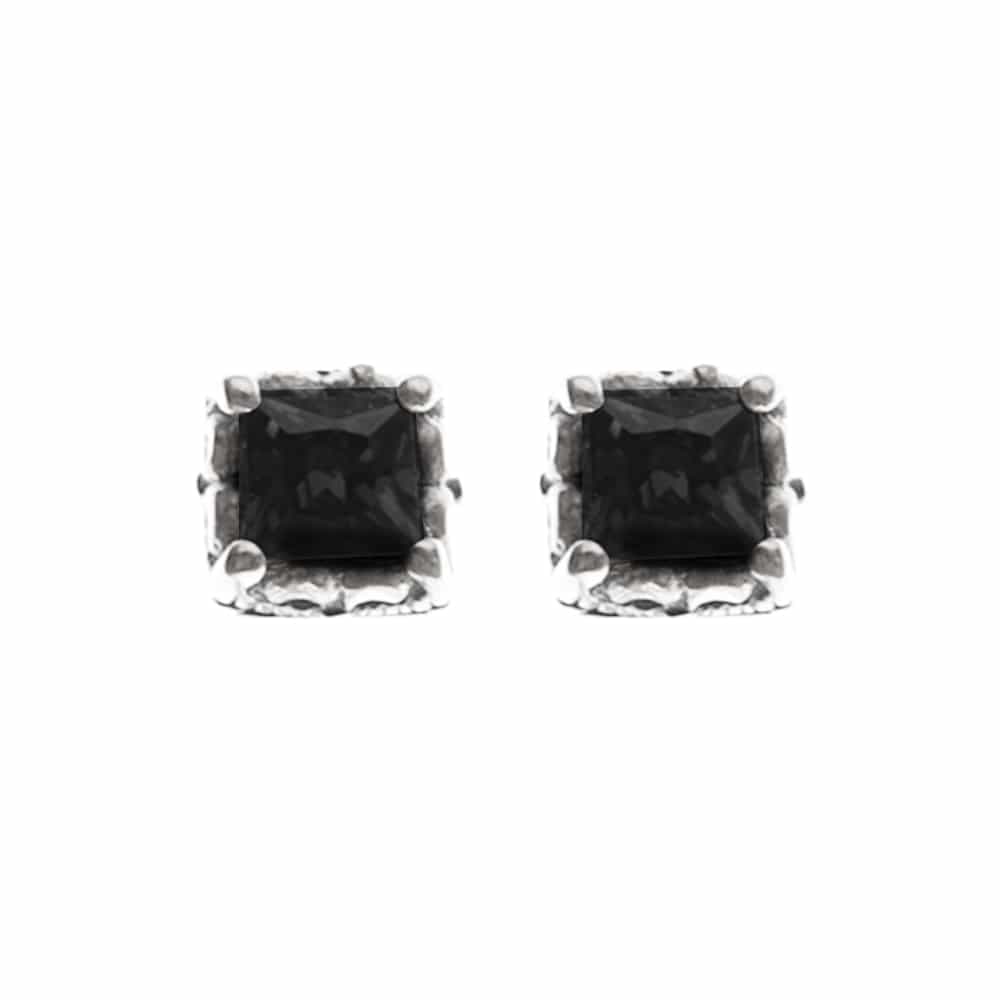 Boucles d'oreilles argent carré royal noire