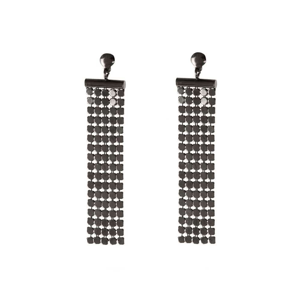 Boucles d'oreilles argent cotte de maille noir