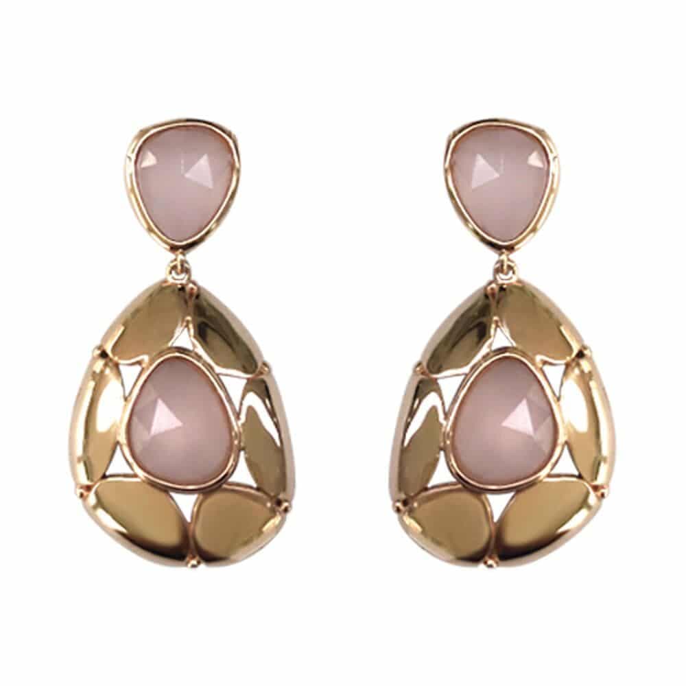 Boucles d'oreilles argent cristal goutte rose