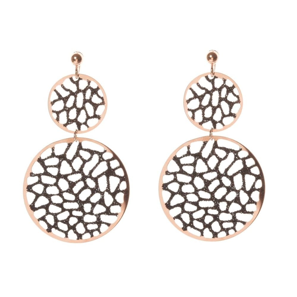 Boucles d'oreilles argent rose et noir dentelle bicolore