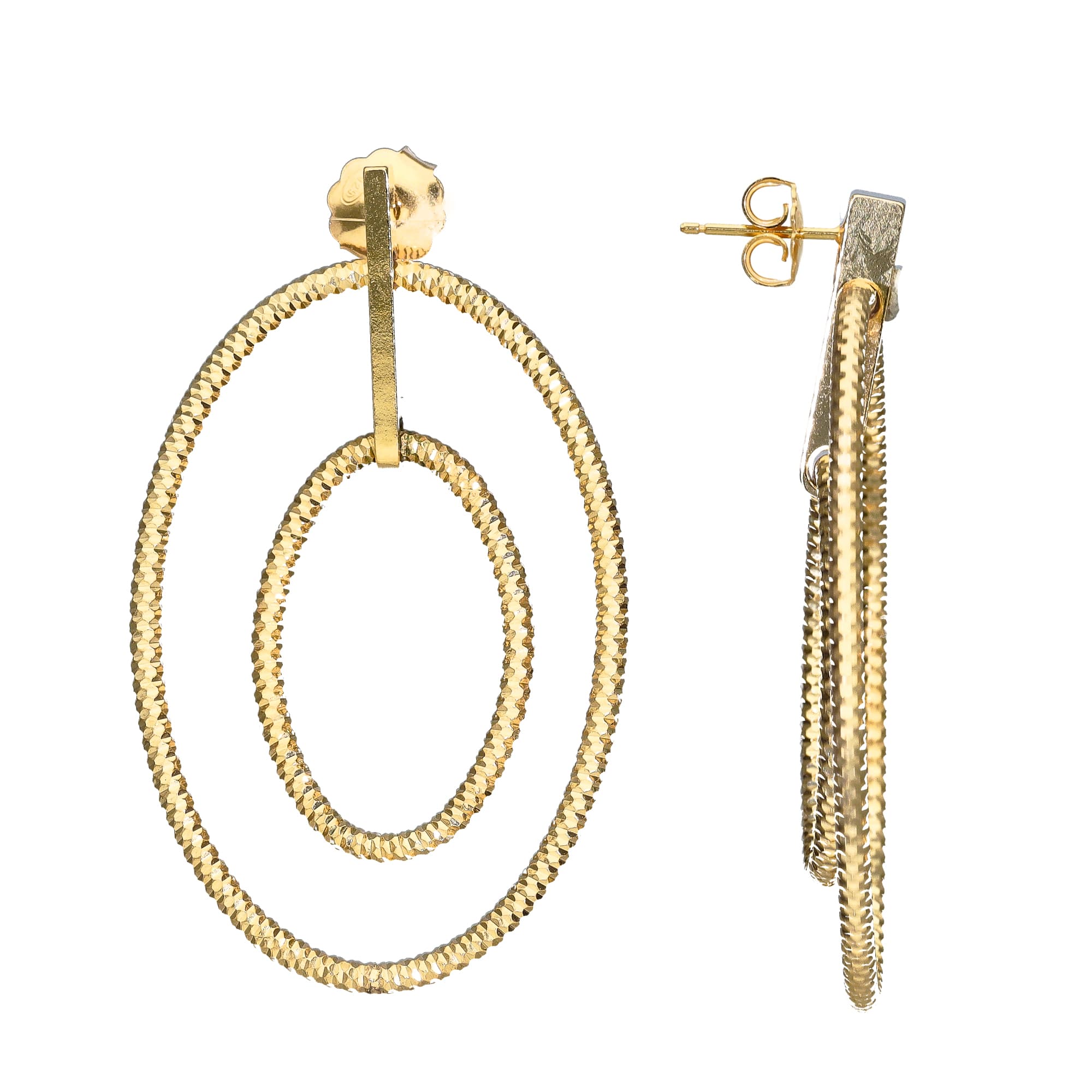 Boucles d'oreilles argent doré 45mm ovale